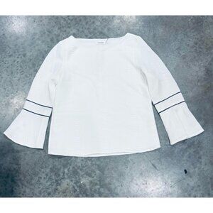 Calvin Klein Bell Sleeves White Blouse Bell Sleeves With Black Trim Size Medium